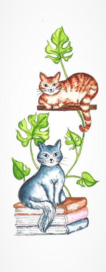 cats with plants