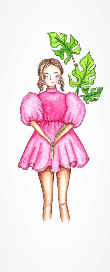 lady with a dress and her plant