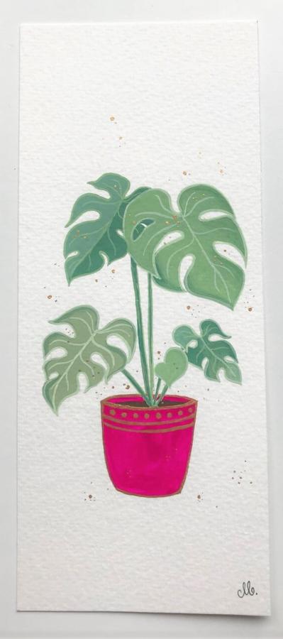 Potted monstera watercolor painting
