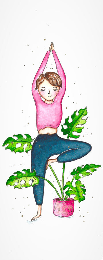 Girl with short hair doing Yoga