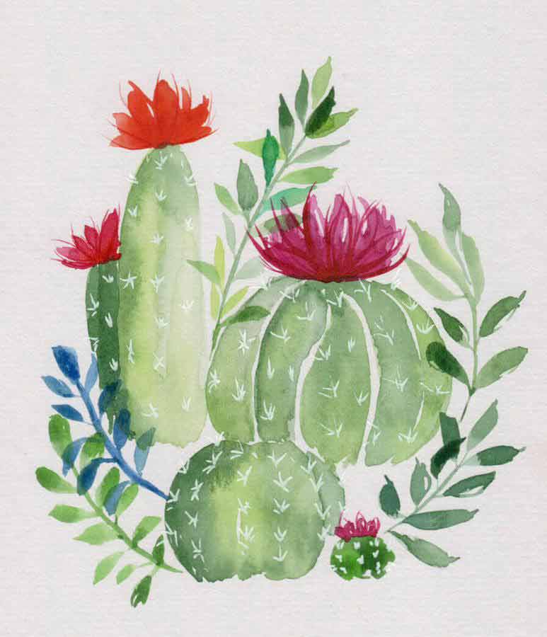 cactus water painting