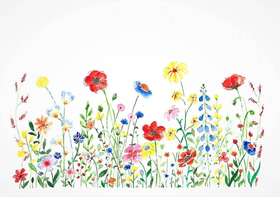 field of wildflowers painting