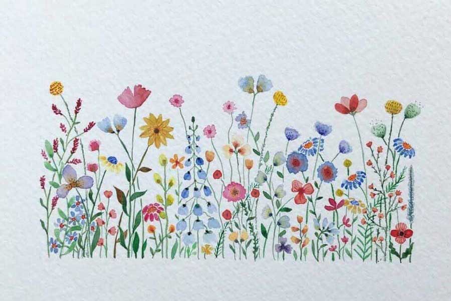 Simple watercolour flowers