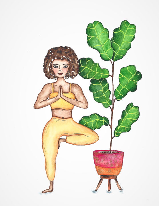 tree pose with plant